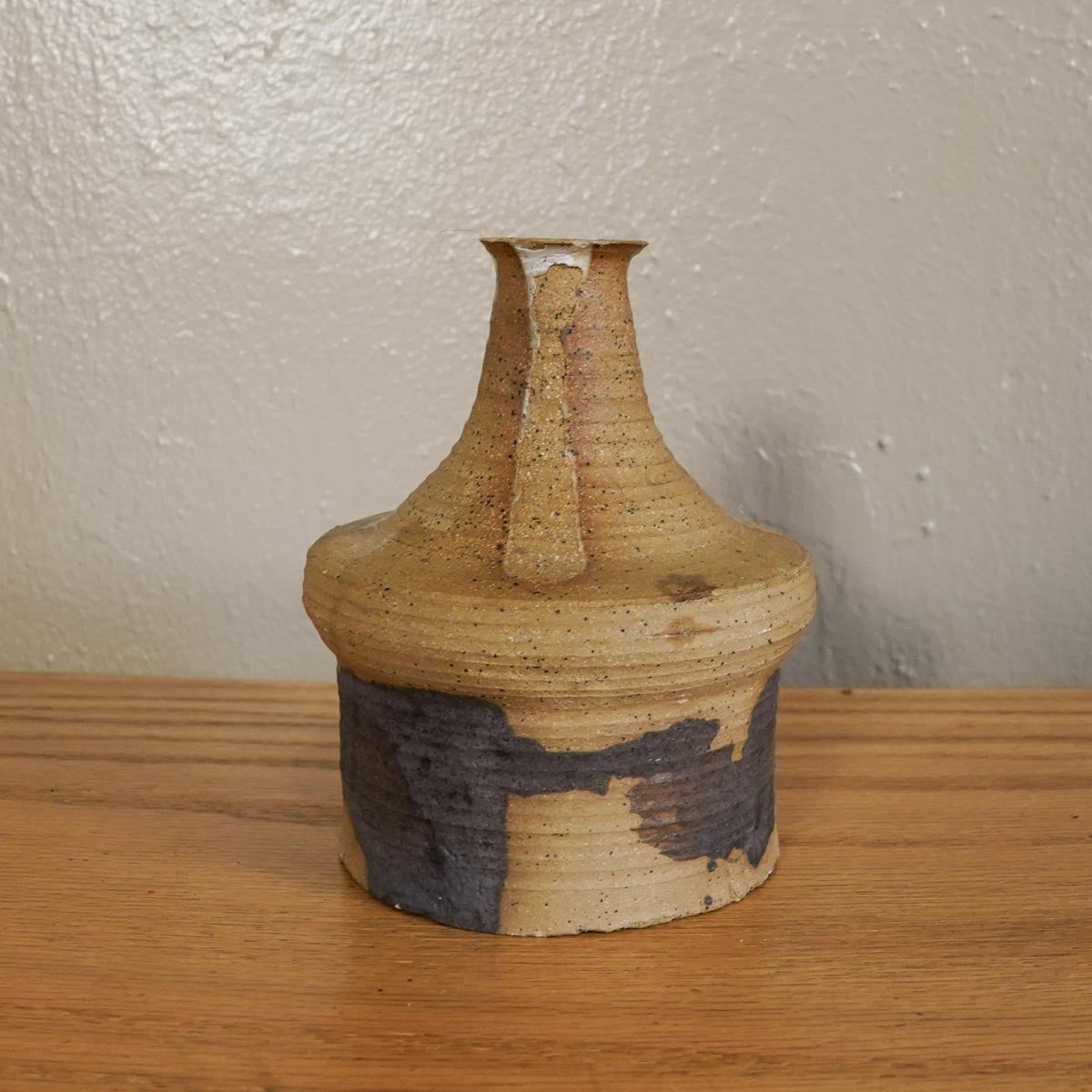 1970's Japanese Stoneware Pottery Sake Tokkuri Bottle Vase Handmade