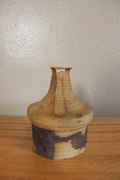 1970's Japanese Stoneware Pottery Sake Tokkuri Bottle Vase Handmade