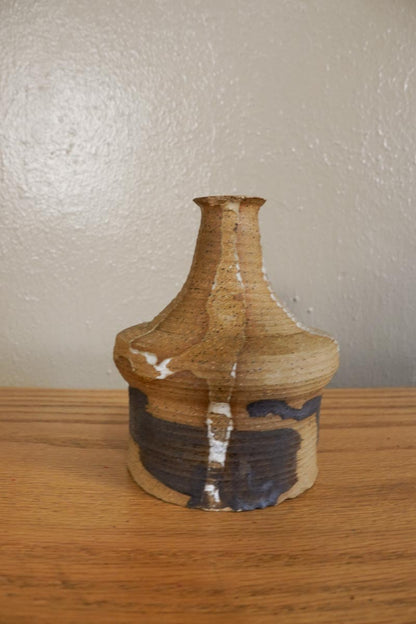 1970's Japanese Stoneware Pottery Sake Tokkuri Bottle Vase Handmade