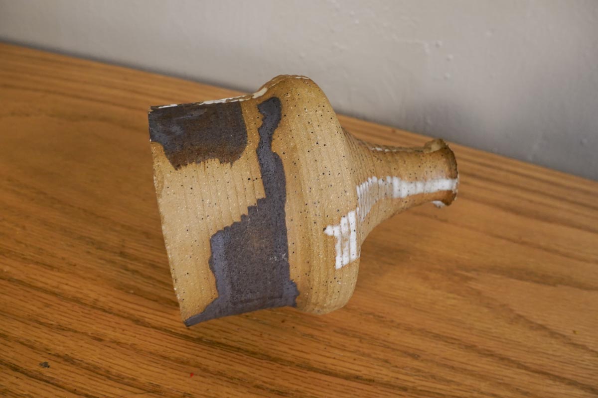 1970's Japanese Stoneware Pottery Sake Tokkuri Bottle Vase Handmade