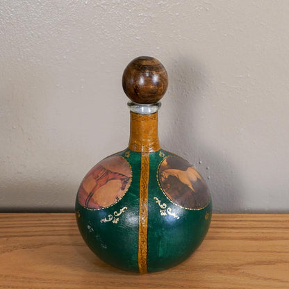 Fausto Conturi Decanter Equestrian Horses - Italy - Empty - Genuine Leather
