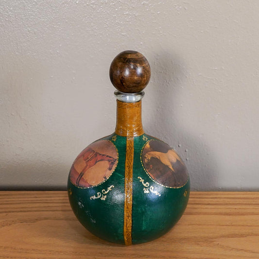 Fausto Conturi Decanter Equestrian Horses - Italy - Empty - Genuine Leather