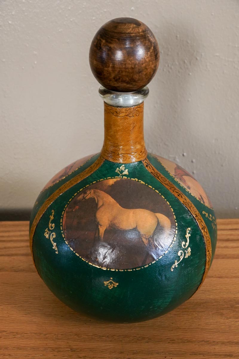 Fausto Conturi Decanter Equestrian Horses - Italy - Empty - Genuine Leather