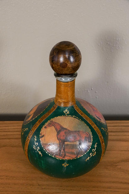 Fausto Conturi Decanter Equestrian Horses - Italy - Empty - Genuine Leather