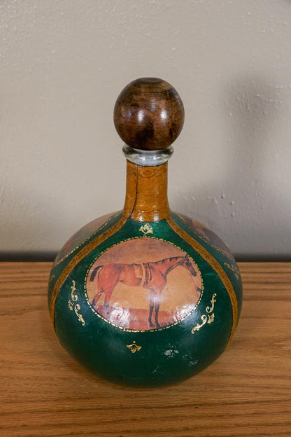 Fausto Conturi Decanter Equestrian Horses - Italy - Empty - Genuine Leather
