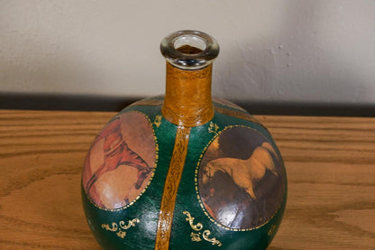 Fausto Conturi Decanter Equestrian Horses - Italy - Empty - Genuine Leather