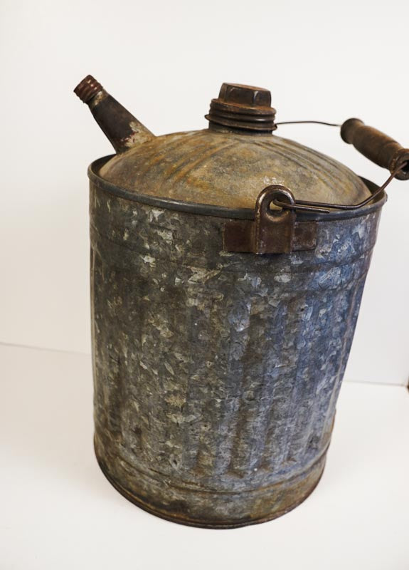 Vtg 1 Gallon Primitive Rustic Farm Gas Oil Kerosene Can Galvanized Metal