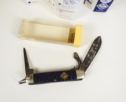 Cub Scouts Blue Camillus Pocket Knife Carbon Steel USA - Package & Manual