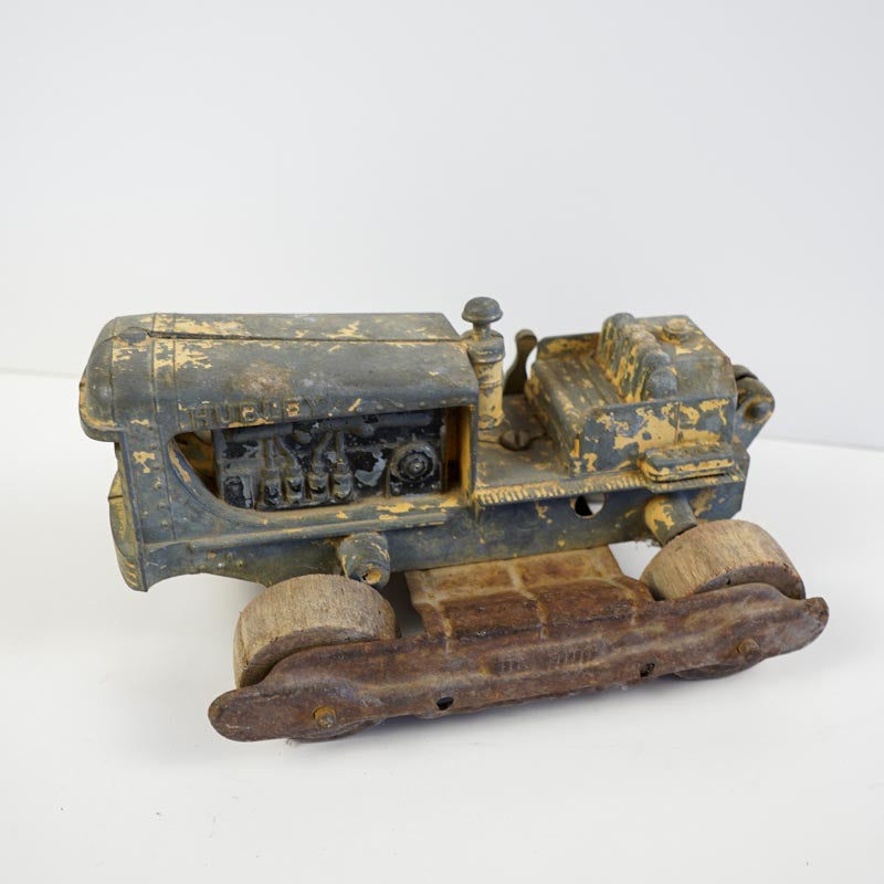 Vintage Hubley Faded Yellow Diesel Front End Loader Bulldozer Worn & Faded