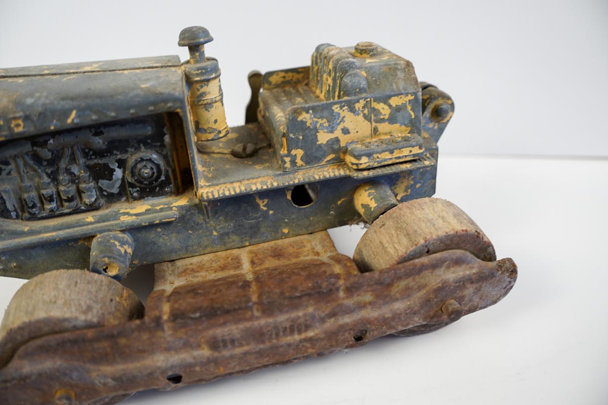 Vintage Hubley Faded Yellow Diesel Front End Loader Bulldozer Worn & Faded