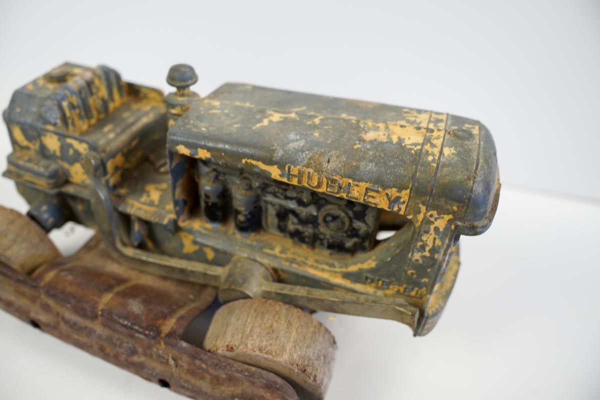 Vintage Hubley Faded Yellow Diesel Front End Loader Bulldozer Worn & Faded