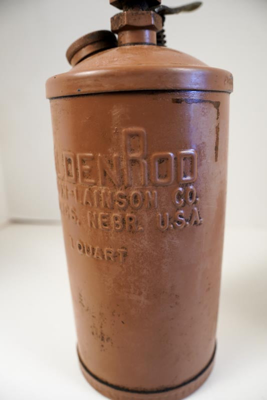Vintage GoldenRod 1 Quart Oil Can, 15in Flex Spout Hastings, Nebraska