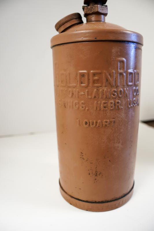 Vintage GoldenRod 1 Quart Oil Can, 15in Flex Spout Hastings, Nebraska