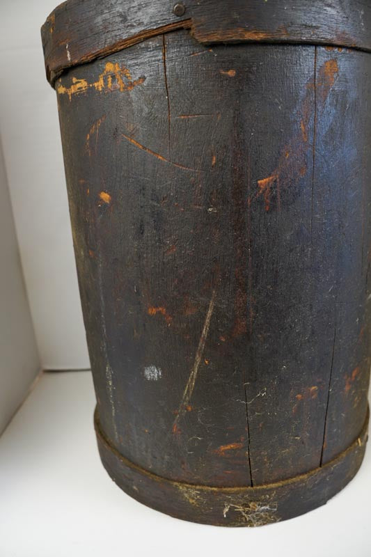 Antique Brown Wood Wrapped Metal Kerosene Gas Fuel Can with Wood Handle
