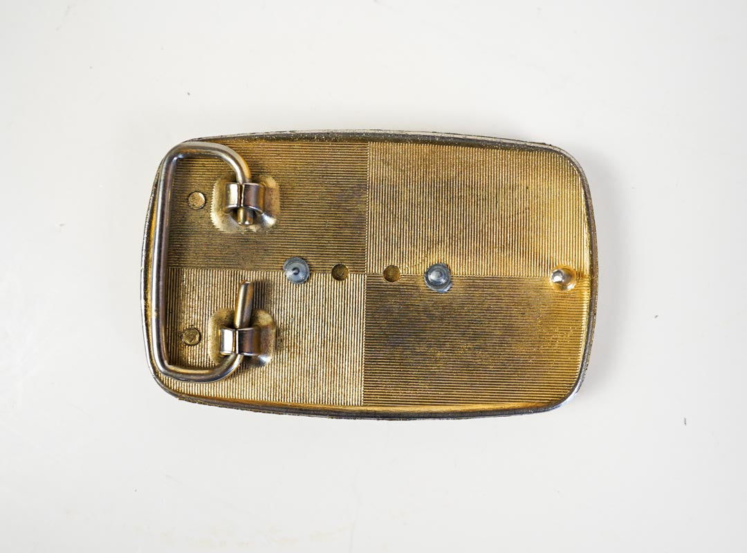 Cowboy Saddle Bronc Western Belt Buckle With Silver & Gold Colored Base