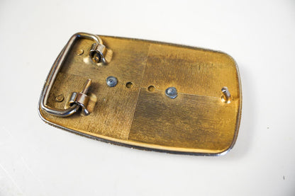 Cowboy Saddle Bronc Western Belt Buckle With Silver & Gold Colored Base