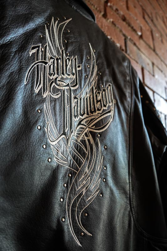 Woman’s Harley Davidson Black Leather Jacket with Embroidery Womens Petite Large