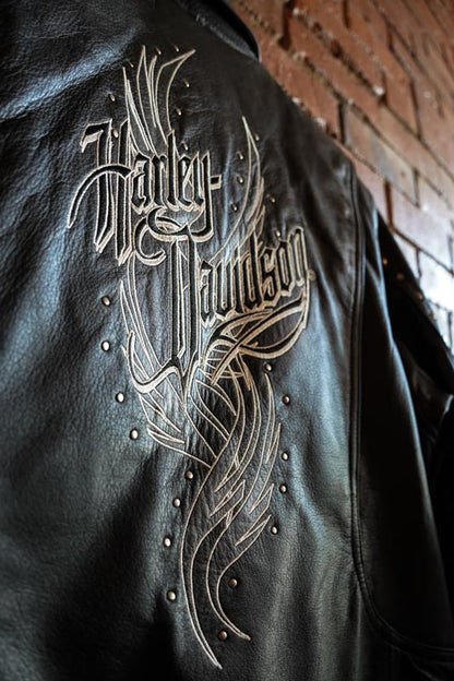 Woman’s Harley Davidson Black Leather Jacket with Embroidery Womens Petite Large