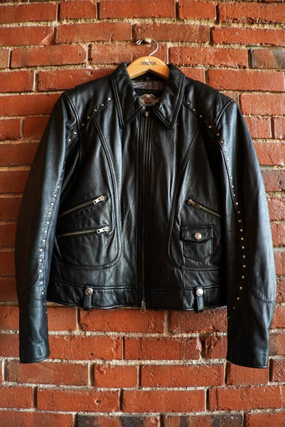 Woman’s Harley Davidson Black Leather Jacket with Embroidery Womens Petite Large