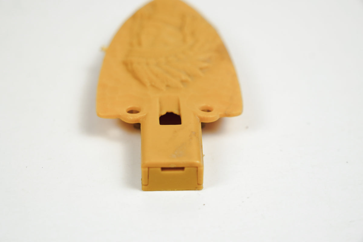P.F. Flyers Arrowhead Whistle 1960s Indian Chief Head Yellow Plastic Whistle