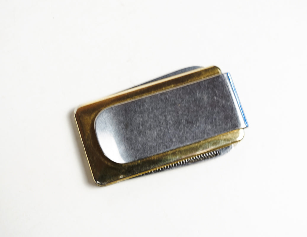 Gold Toned Bear Inlay Money Clip Pocket Knife Fingernail File