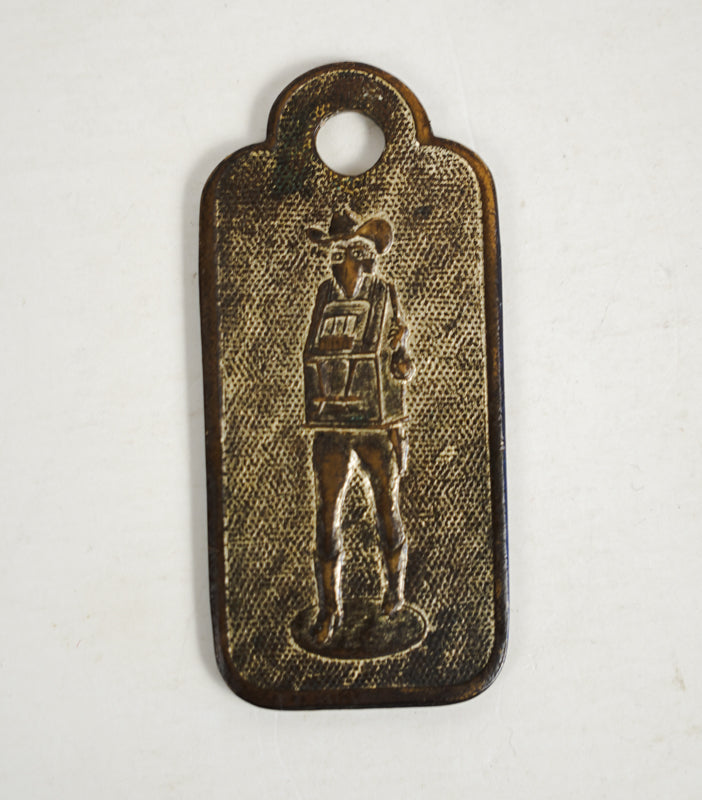 Las Vegas Club House of Jackpot Cowgirl Souvenir Brass Tag Keychain
