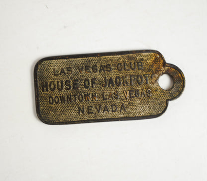Las Vegas Club House of Jackpot Cowgirl Souvenir Brass Tag Keychain