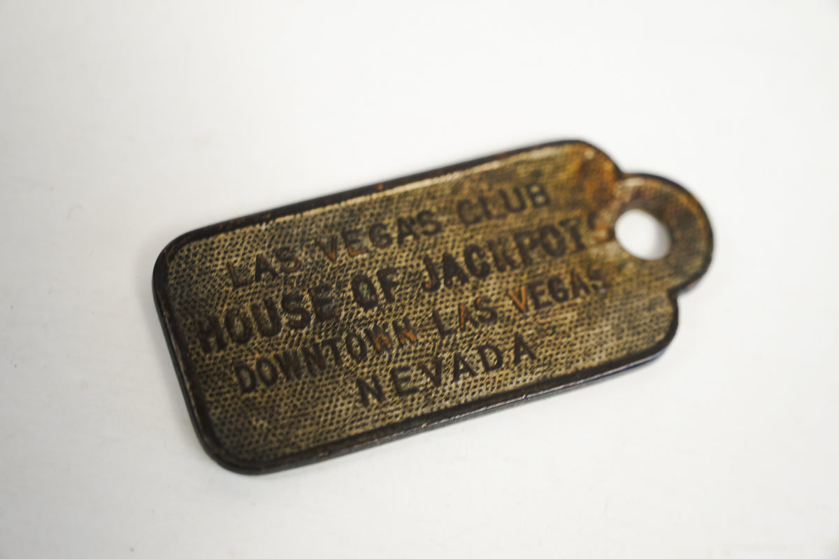 Las Vegas Club House of Jackpot Cowgirl Souvenir Brass Tag Keychain