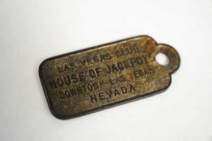 Las Vegas Club House of Jackpot Cowgirl Souvenir Brass Tag Keychain