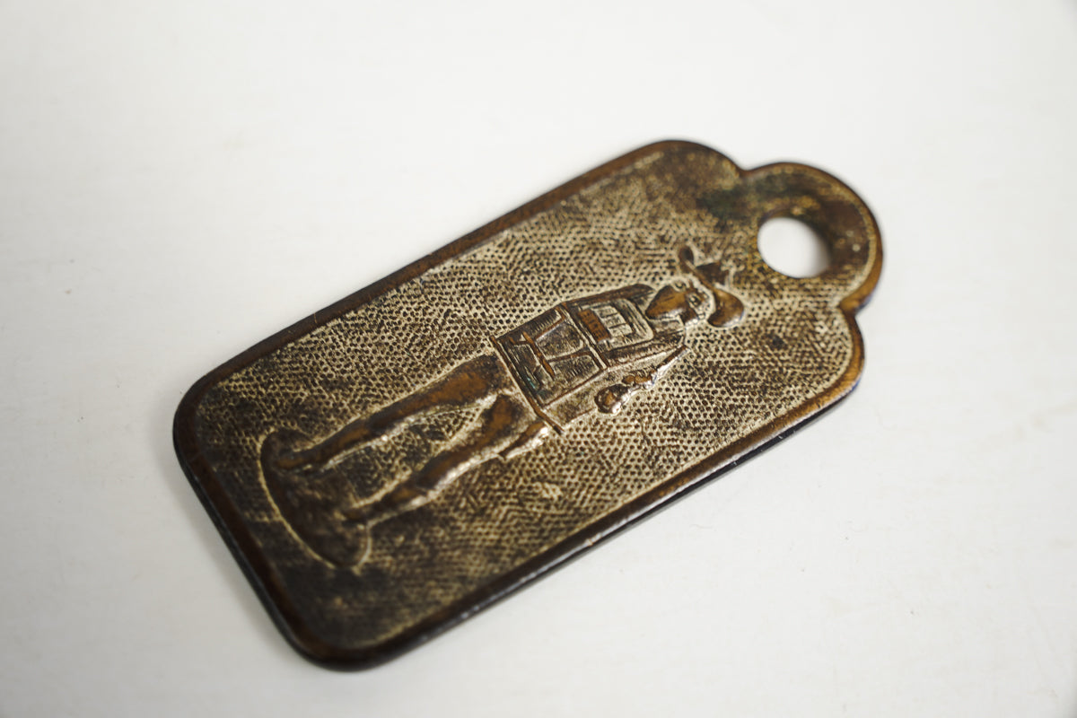 Las Vegas Club House of Jackpot Cowgirl Souvenir Brass Tag Keychain