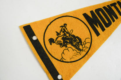 Montana Pennant State Souvenir Cowboy Horse Bucking Felt Flag Yellow/Black