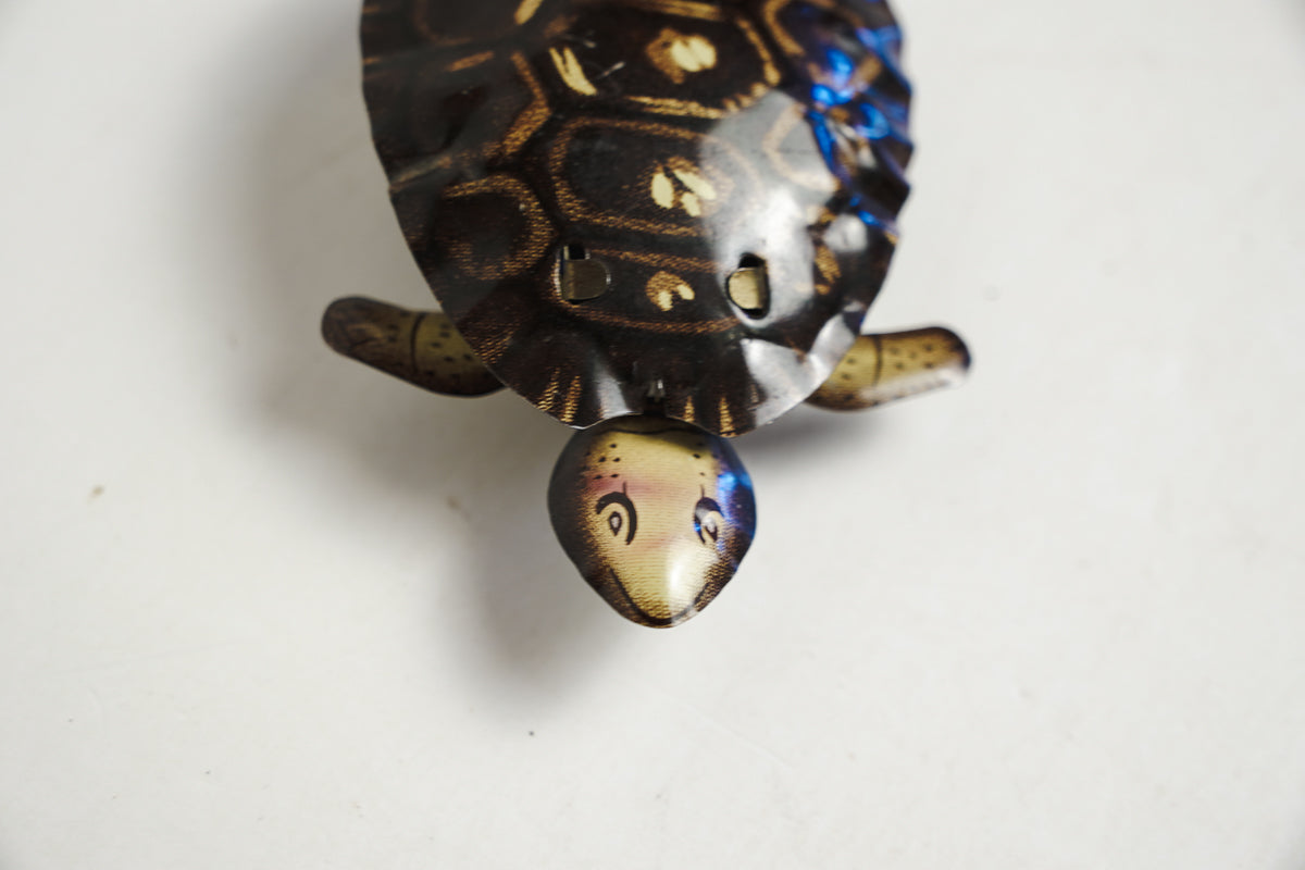 1950s ND Tin Lithograph Turtle Toy Friction Rolling Nakamura Japan