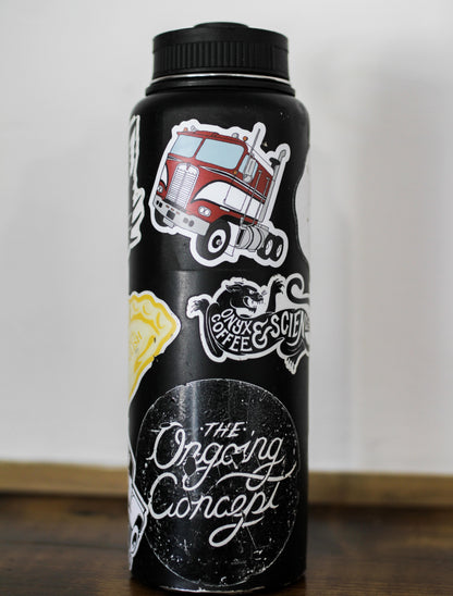 Red Semi Truck Cabover Die Cut Sticker Hand Drawn Design