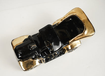 Vintage Mid-Century Ceramic Ford Model T Car Black & Gold  Pottery Planter
