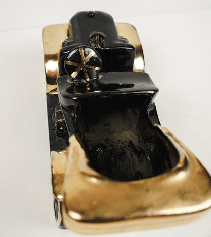 Vintage Mid-Century Ceramic Ford Model T Car Black & Gold  Pottery Planter