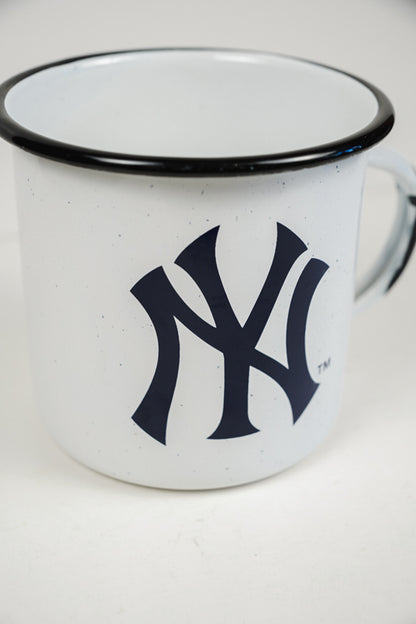 New York Yankees 13 oz Camp Metal Coffee Mug White & Navy Blue