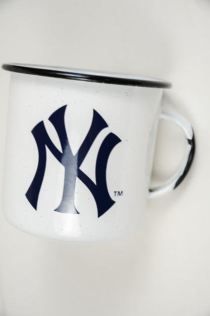 New York Yankees 13 oz Camp Metal Coffee Mug White & Navy Blue