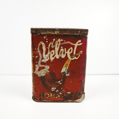 Early Velvet Tobacco Red Tin Vertical Pocket Pipe Tobacco Can Empty