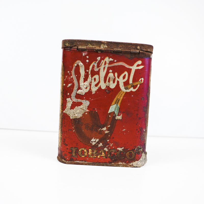 Early Velvet Tobacco Red Tin Vertical Pocket Pipe Tobacco Can Empty