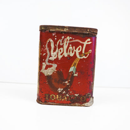 Early Velvet Tobacco Red Tin Vertical Pocket Pipe Tobacco Can Empty
