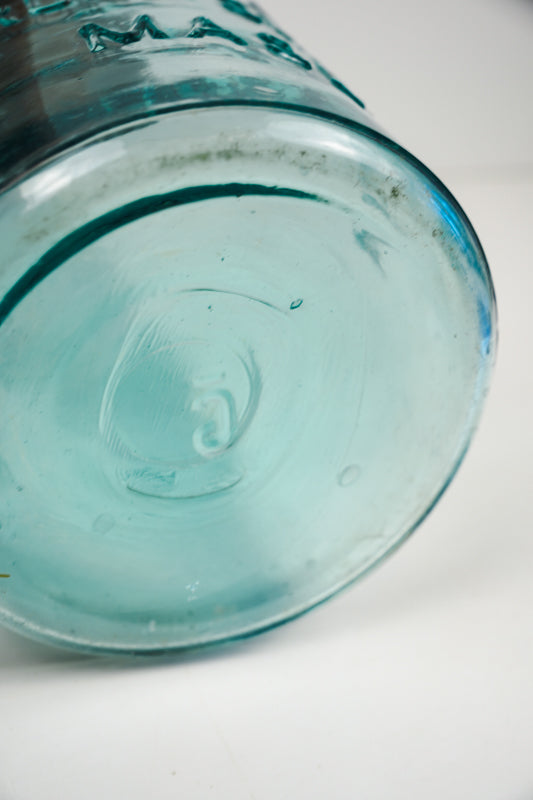 Vtg Atlas Strong Shoulder Blue Mason Canning Jar 64oz Half-Gallon Ball Zinc Lid