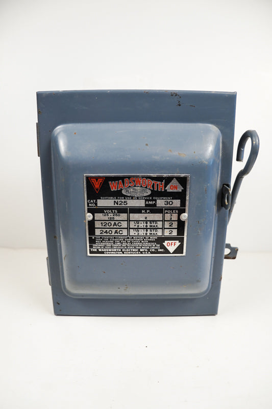 Wadsworth Breaker Box 30amp Cat No. N25 Old House Metal Electric Box