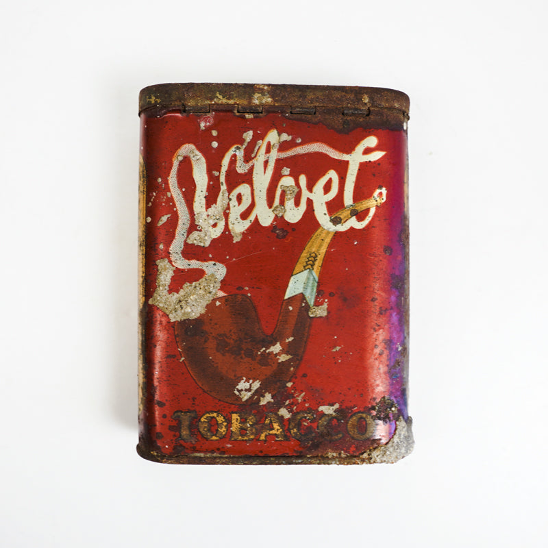 Early Velvet Tobacco Red Tin Vertical Pocket Pipe Tobacco Can Empty