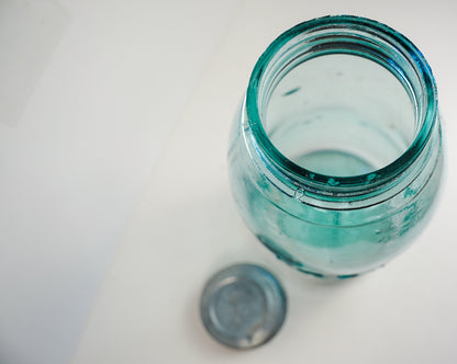 Vtg Atlas Strong Shoulder Blue Mason Canning Jar 64oz Half-Gallon Ball Zinc Lid