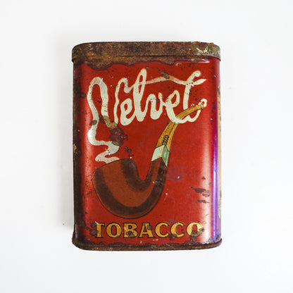 Early Velvet Tobacco Red Tin Vertical Pocket Pipe Tobacco Can Empty