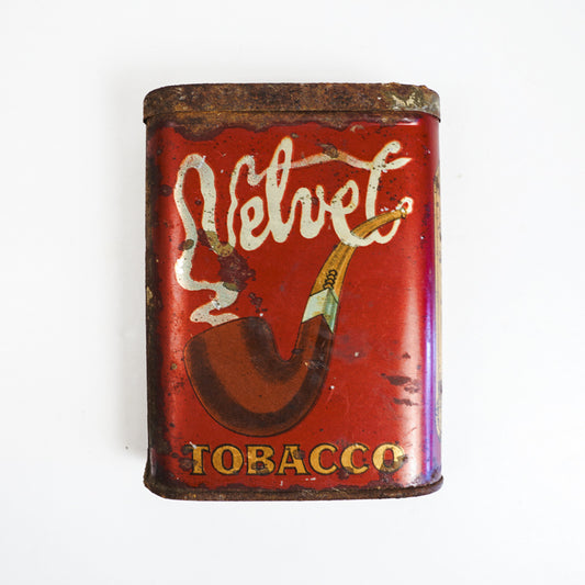 Early Velvet Tobacco Red Tin Vertical Pocket Pipe Tobacco Can Empty