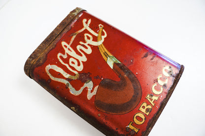 Early Velvet Tobacco Red Tin Vertical Pocket Pipe Tobacco Can Empty