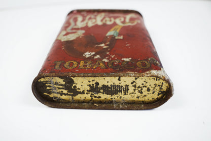 Early Velvet Tobacco Red Tin Vertical Pocket Pipe Tobacco Can Empty