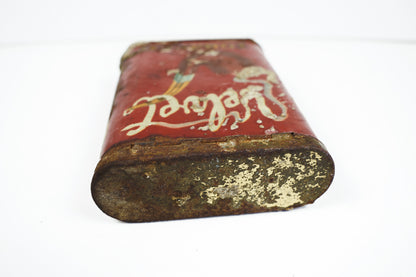 Early Velvet Tobacco Red Tin Vertical Pocket Pipe Tobacco Can Empty