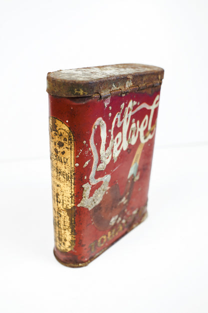 Early Velvet Tobacco Red Tin Vertical Pocket Pipe Tobacco Can Empty